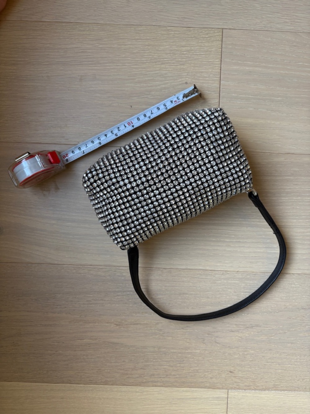 Black Crystal Mesh Evening Shoulder Bag - Picture 8 of 11
